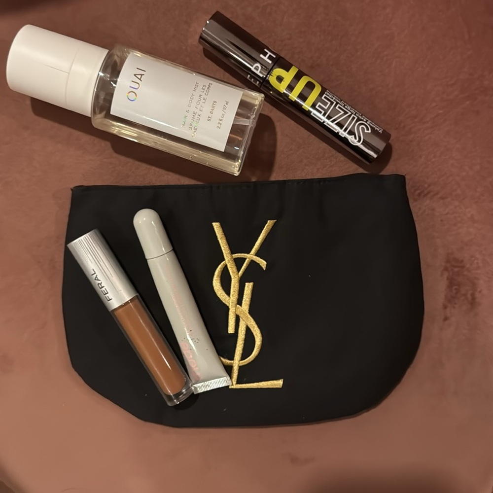Yves Saint Laurent Black Cosmetic Pouch with Gold Logo - Picture 6 of 6